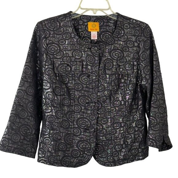Ruby Rd. Metallic Blazer Jacket Gray Silver 3/4 Sleeve Office Evening Size 8 EUC - Picture 1 of 8